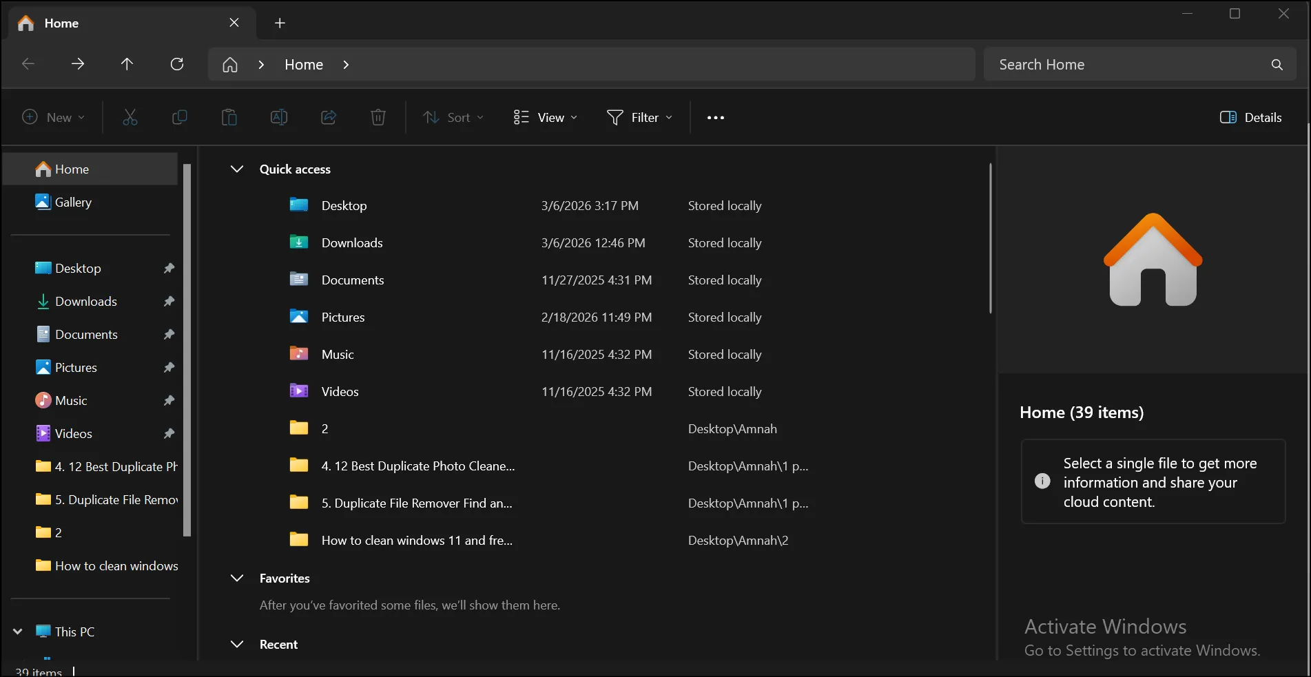 Open File Explorer to sort files and free up space in Windows 11.